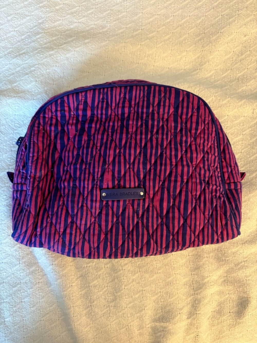 Vera Bradley Quilted Pink and Navy Cosmetic Case